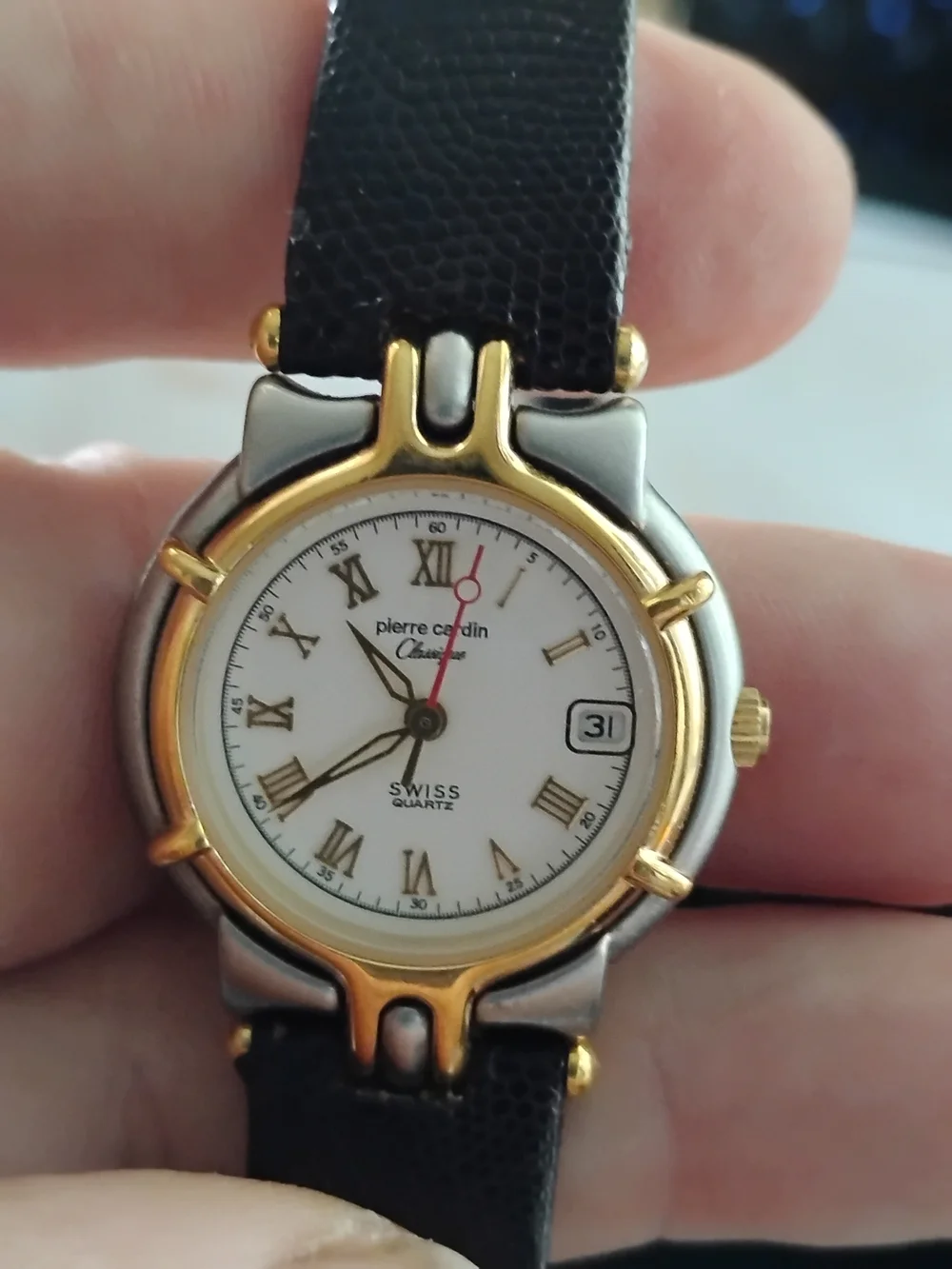 Pierre Cardin Classic Two-Tone Swiss Quartz Watch in Black and Gold